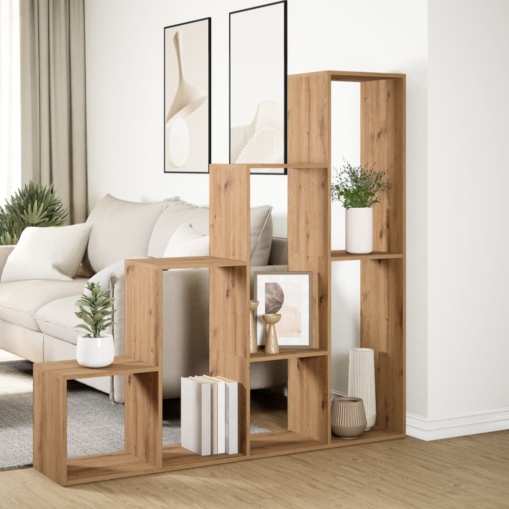 Étagère séparatrice de pièce à 4 niveaux chêne artisanal - XIOS