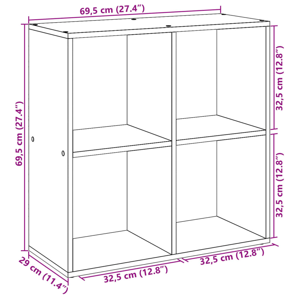 Étagère séparatrice de pièce gris béton 69,5x29x69,5 cm - XIOS