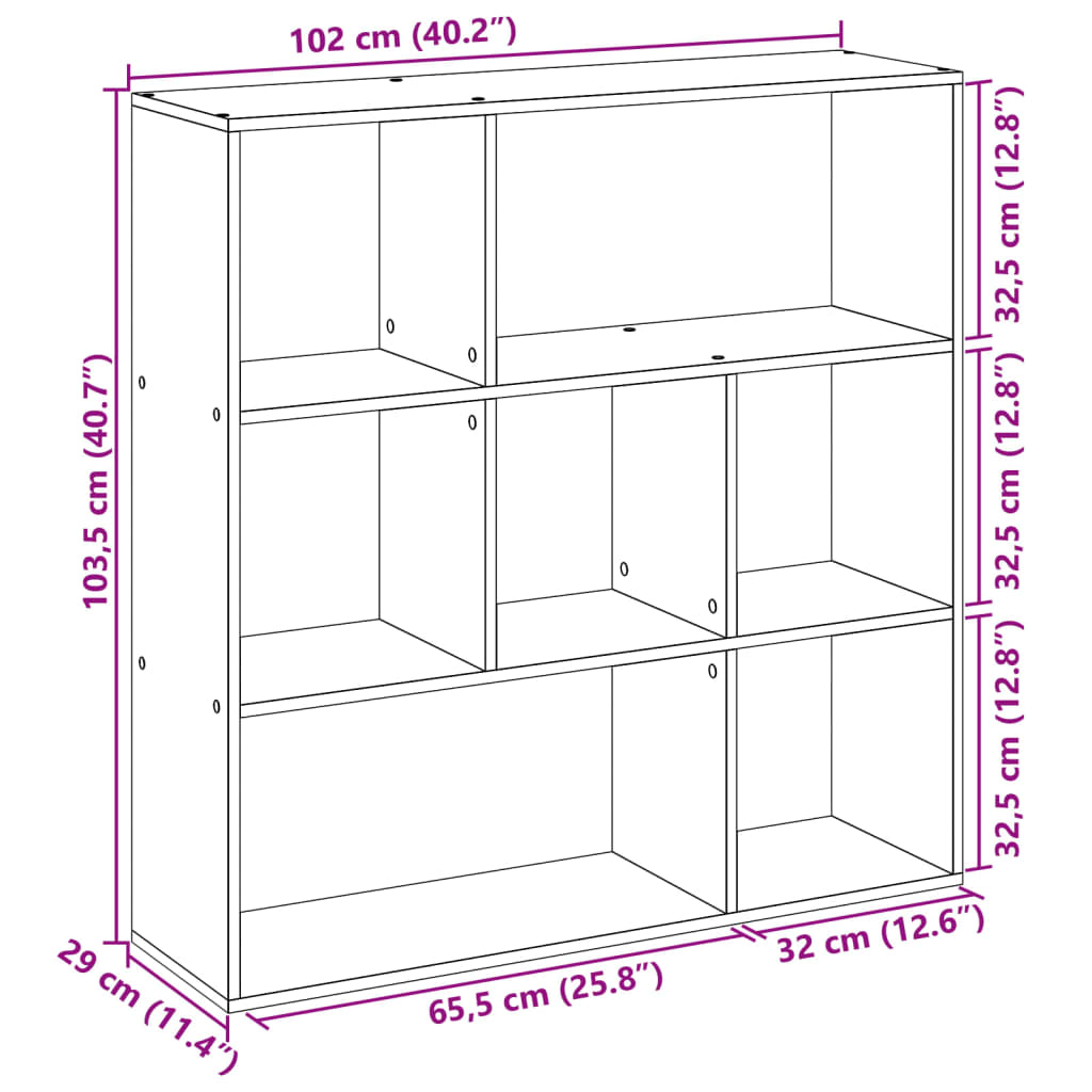 Étagère séparatrice de pièce vieux bois 102x29x103,5 cm - XIOS