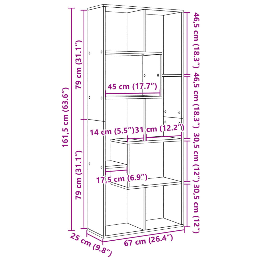 Étagère séparatrice de pièce chêne sonoma 67x25x161,5 cm - XIOS