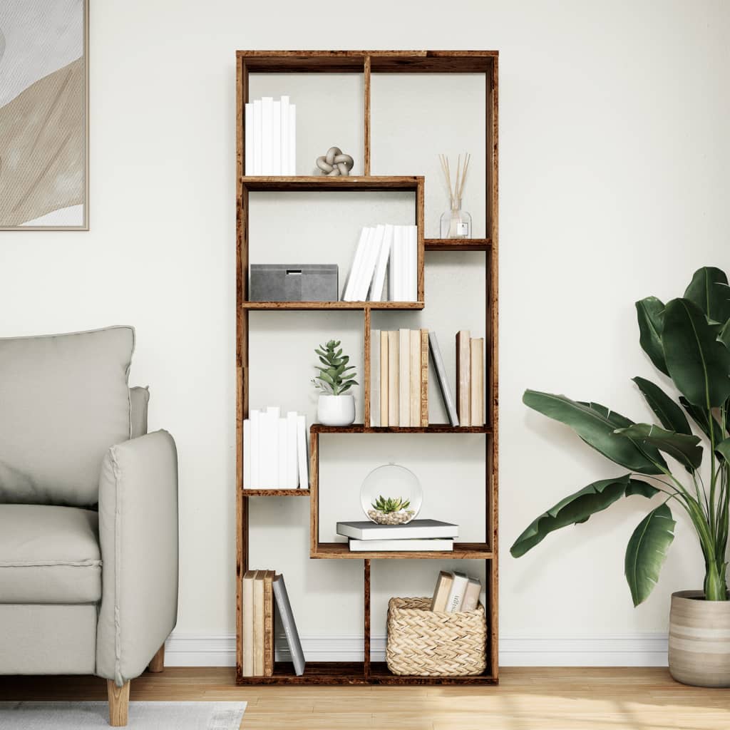 Étagère séparatrice de pièce vieux bois 67x25x161,5 cm - XIOS