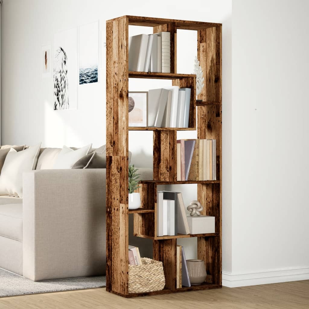 Étagère séparatrice de pièce vieux bois 67x25x161,5 cm - XIOS