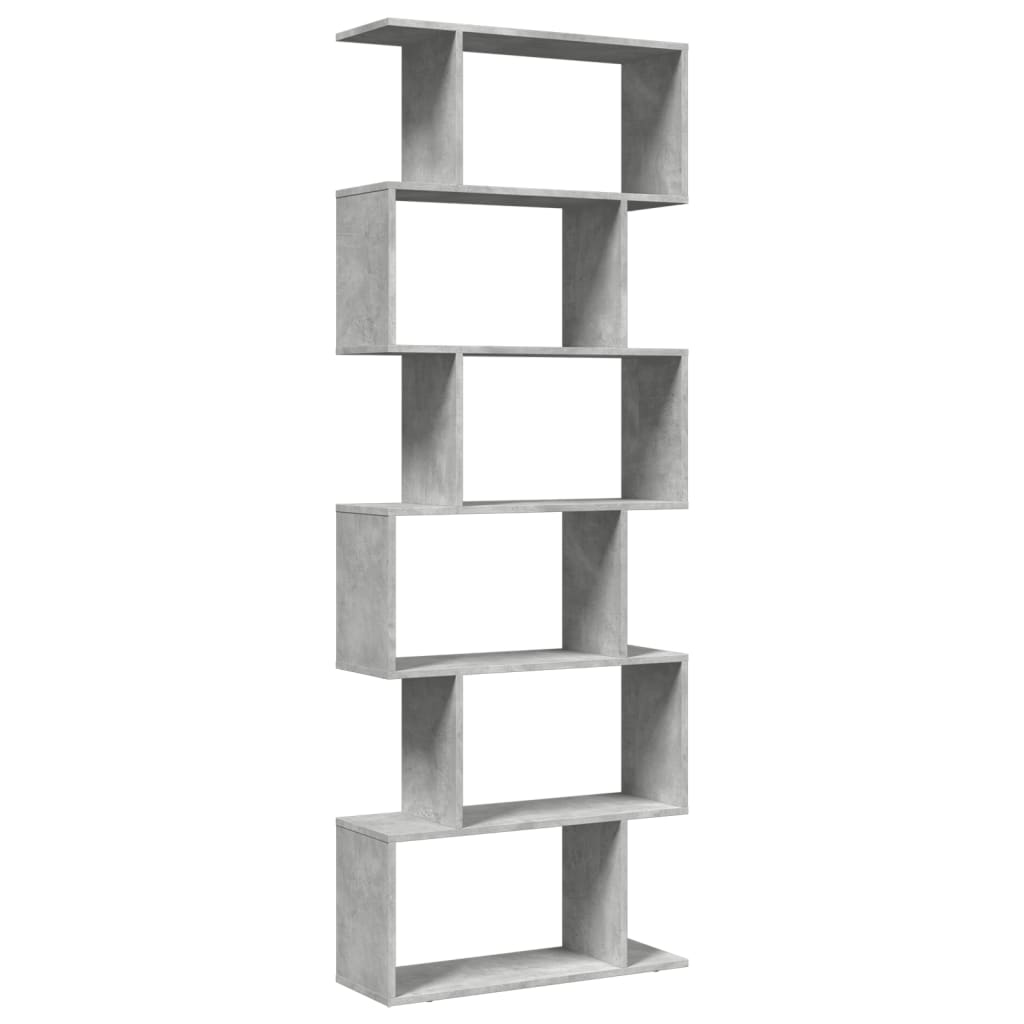 Étagère séparatrice de pièce à 6 niveaux gris béton 70x24x193cm - XIOS