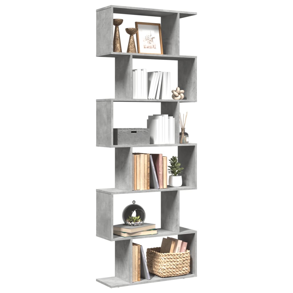 Étagère séparatrice de pièce à 6 niveaux gris béton 70x24x193cm - XIOS