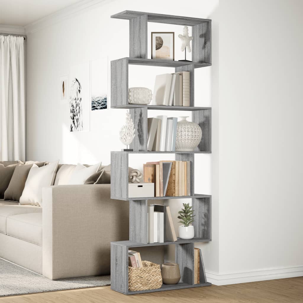 Étagère séparatrice de pièce 6 niveaux sonoma gris 70x24x193 cm - XIOS