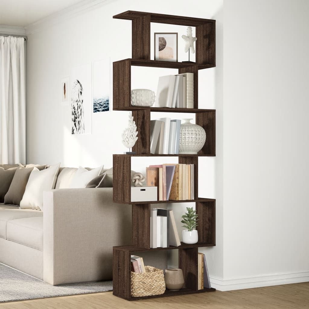 Étagère séparatrice de pièce 6 niveaux chêne marron 70x24x193cm - XIOS
