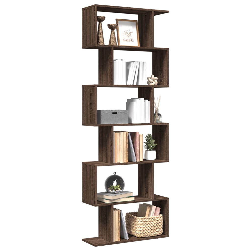 Étagère séparatrice de pièce 6 niveaux chêne marron 70x24x193cm - XIOS