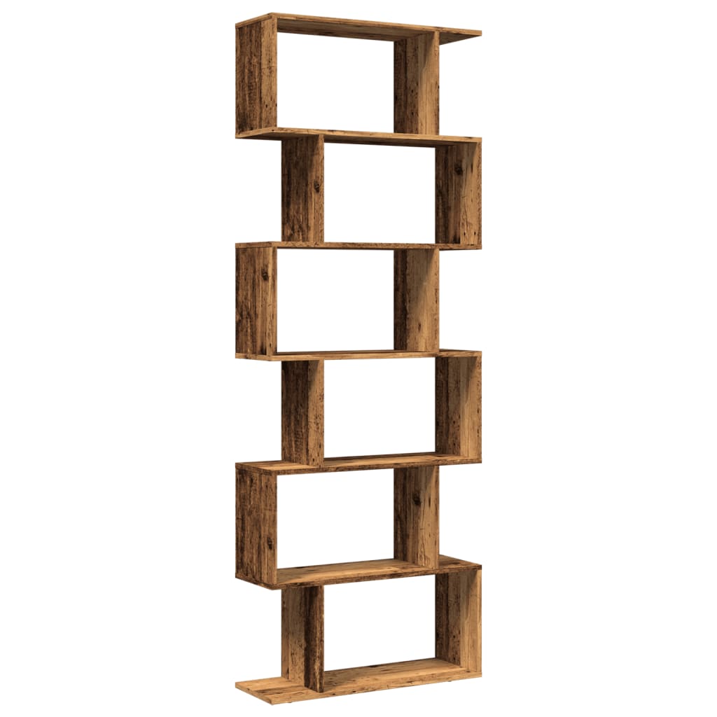 Étagère séparatrice de pièce à 6 niveaux vieux bois 70x24x193cm - XIOS