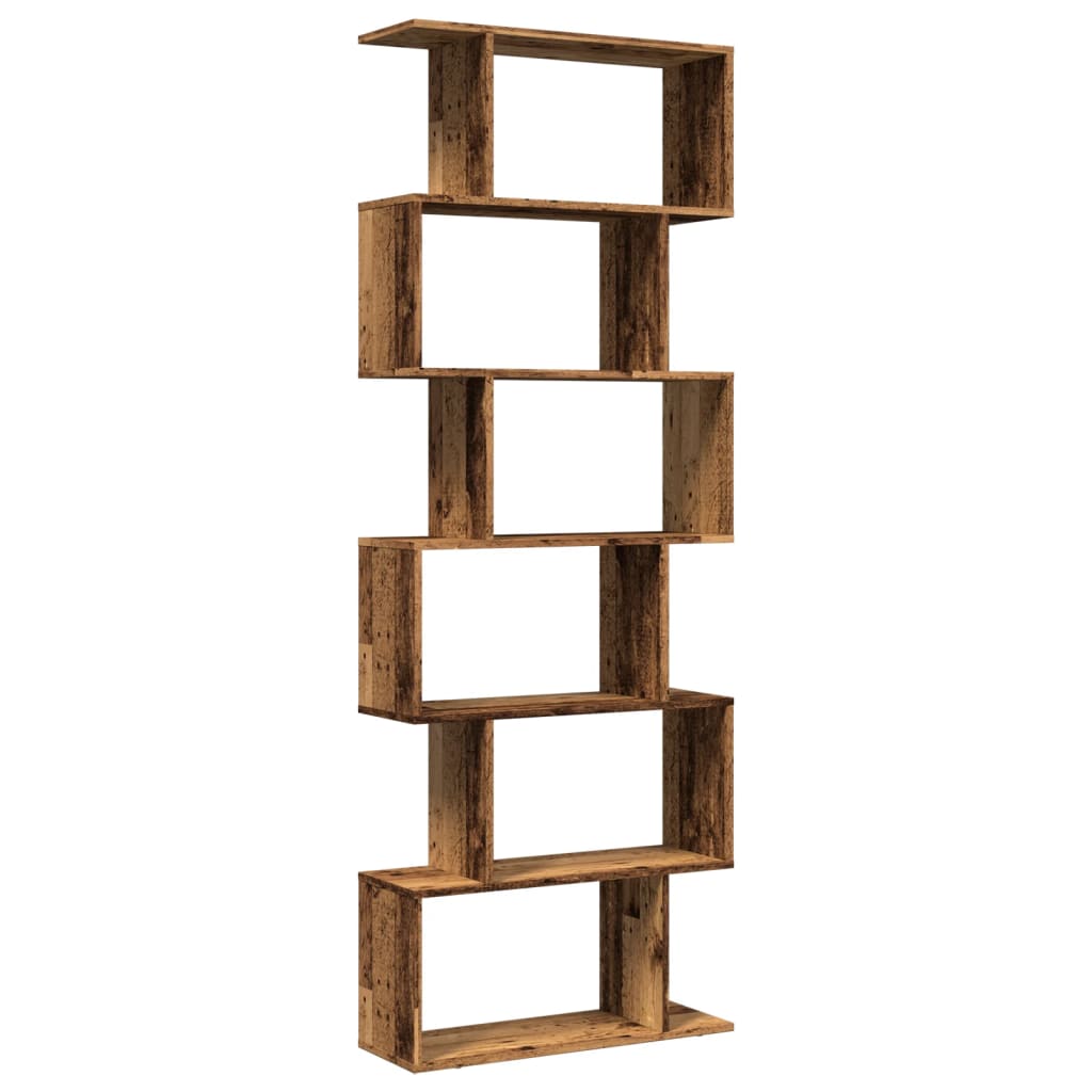 Étagère séparatrice de pièce à 6 niveaux vieux bois 70x24x193cm - XIOS