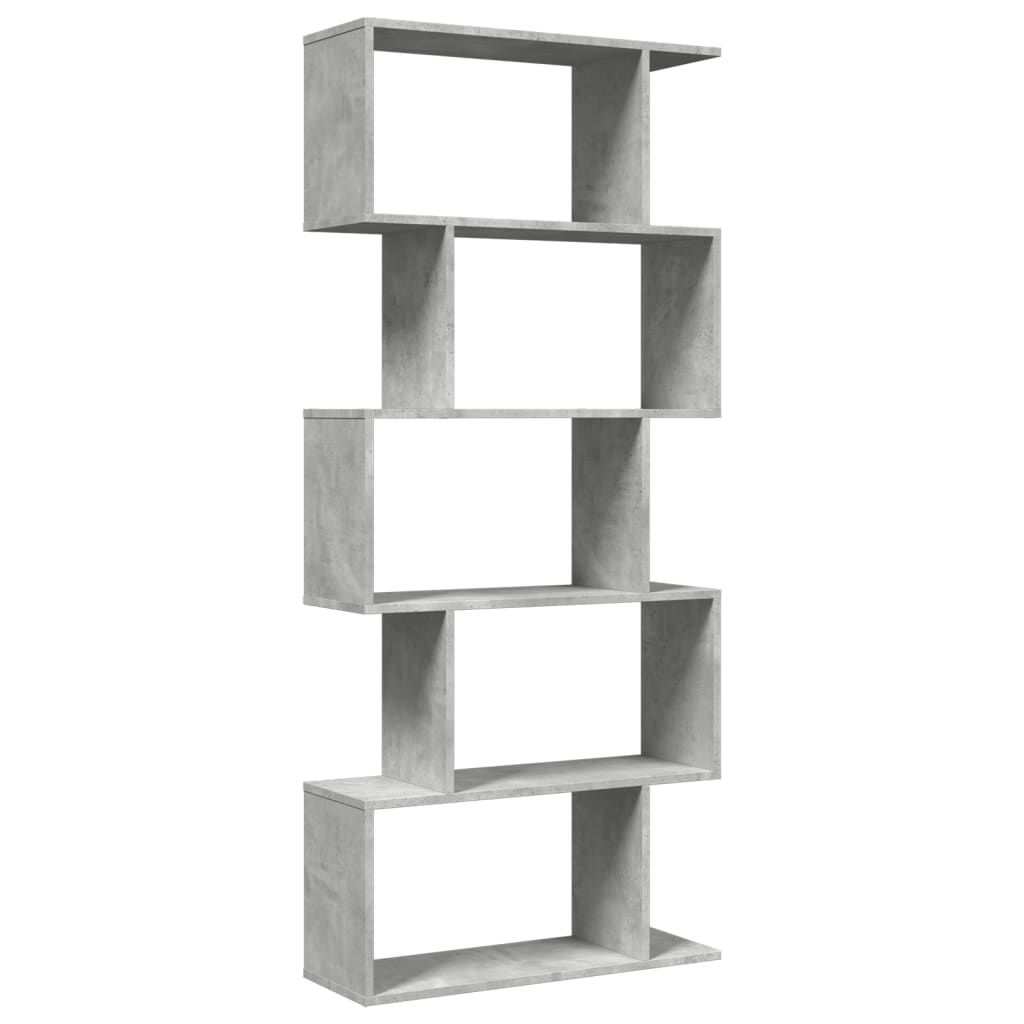 Étagère séparatrice de pièce à 5 niveaux gris béton 70x24x161cm - XIOS