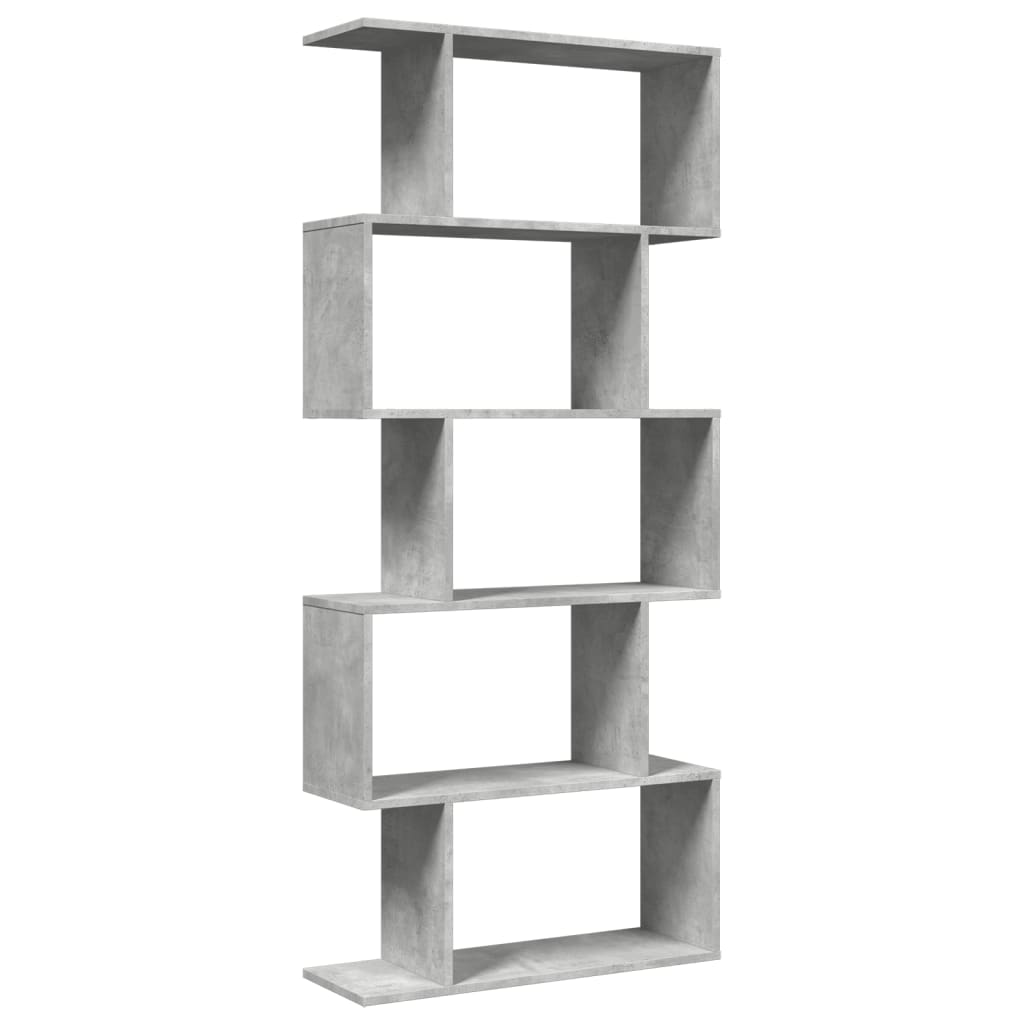 Étagère séparatrice de pièce à 5 niveaux gris béton 70x24x161cm - XIOS