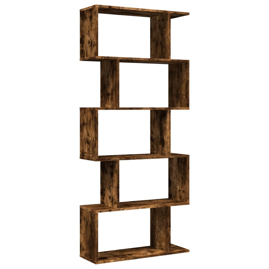 Étagère séparatrice de pièce à 5 niveaux chêne fumé 70x24x161cm - XIOS
