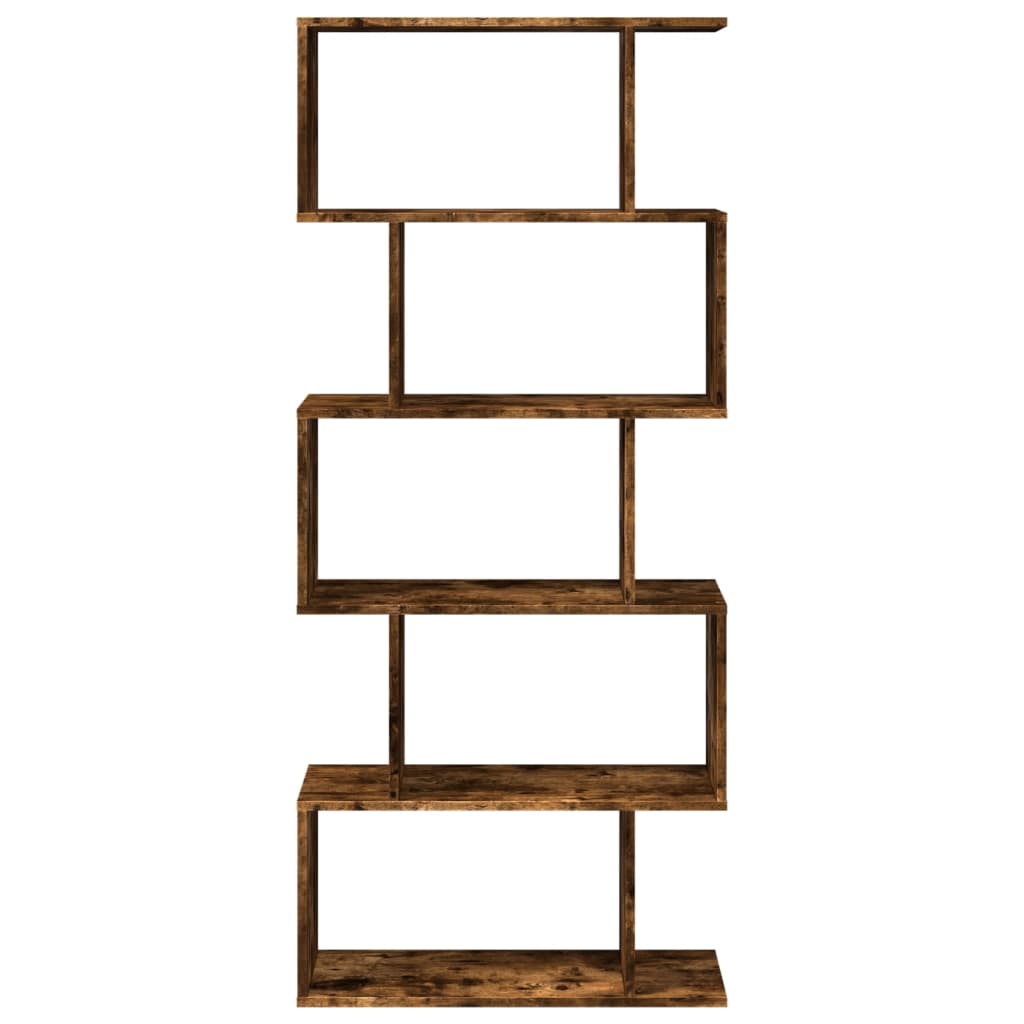 Étagère séparatrice de pièce à 5 niveaux chêne fumé 70x24x161cm - XIOS