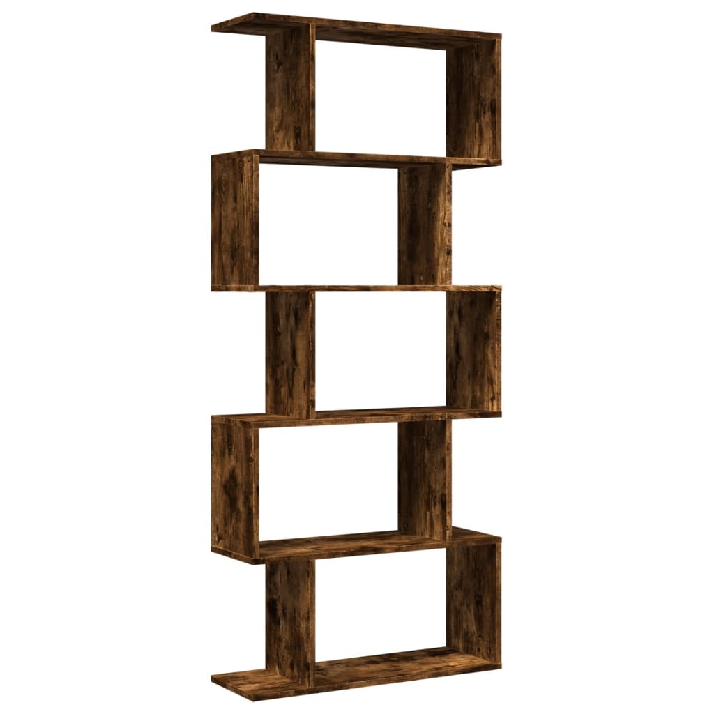 Étagère séparatrice de pièce à 5 niveaux chêne fumé 70x24x161cm - XIOS