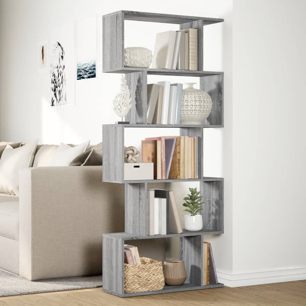 Étagère séparatrice de pièce 5 niveaux sonoma gris 70x24x161 cm - XIOS