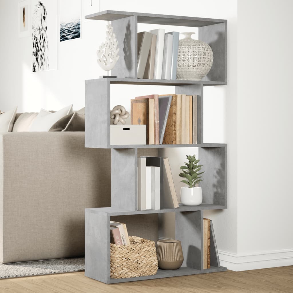 Étagère séparatrice de pièce à 4 niveaux gris béton 70x24x129cm - XIOS