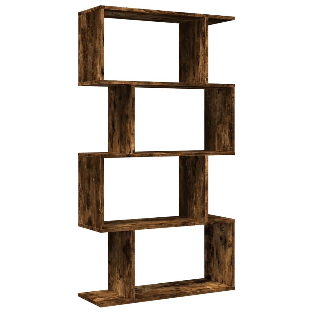 Étagère séparatrice de pièce à 4 niveaux chêne fumé 70x24x129cm - XIOS