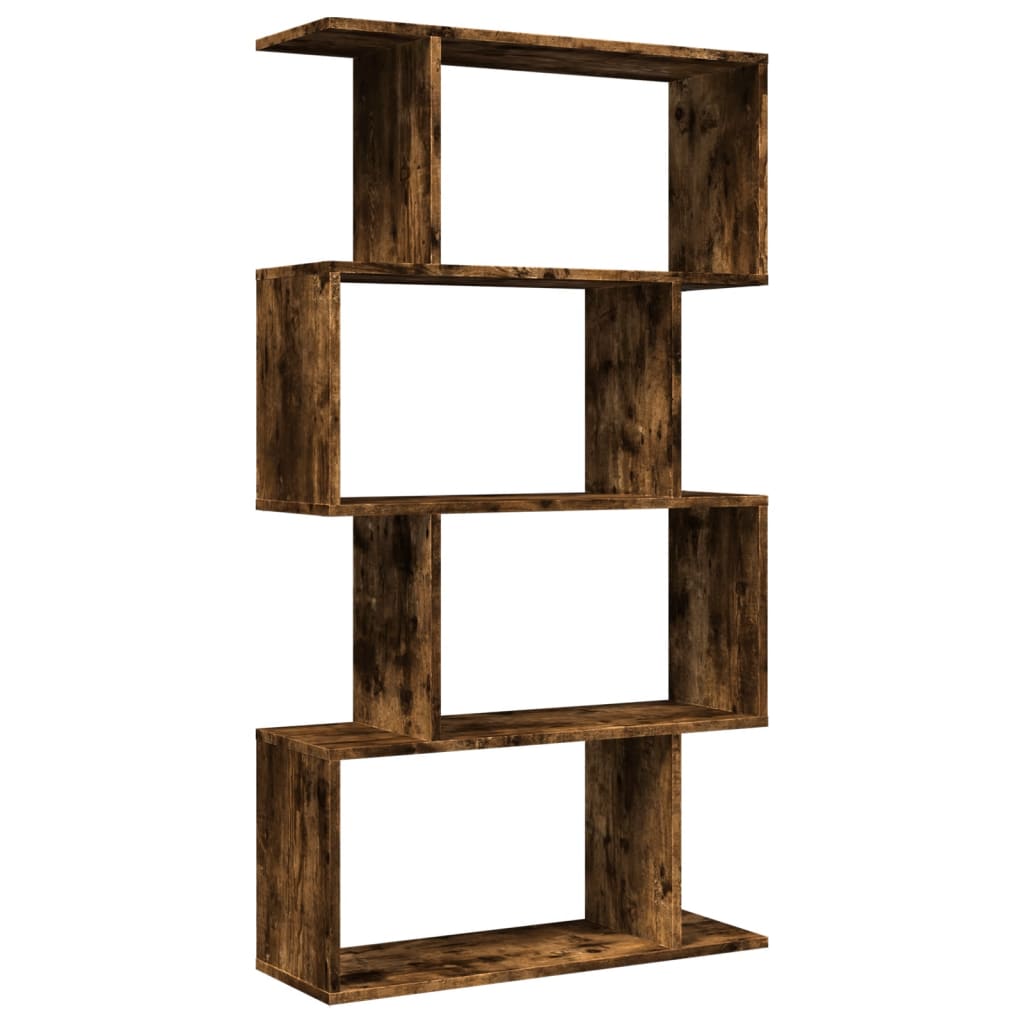 Étagère séparatrice de pièce à 4 niveaux chêne fumé 70x24x129cm - XIOS