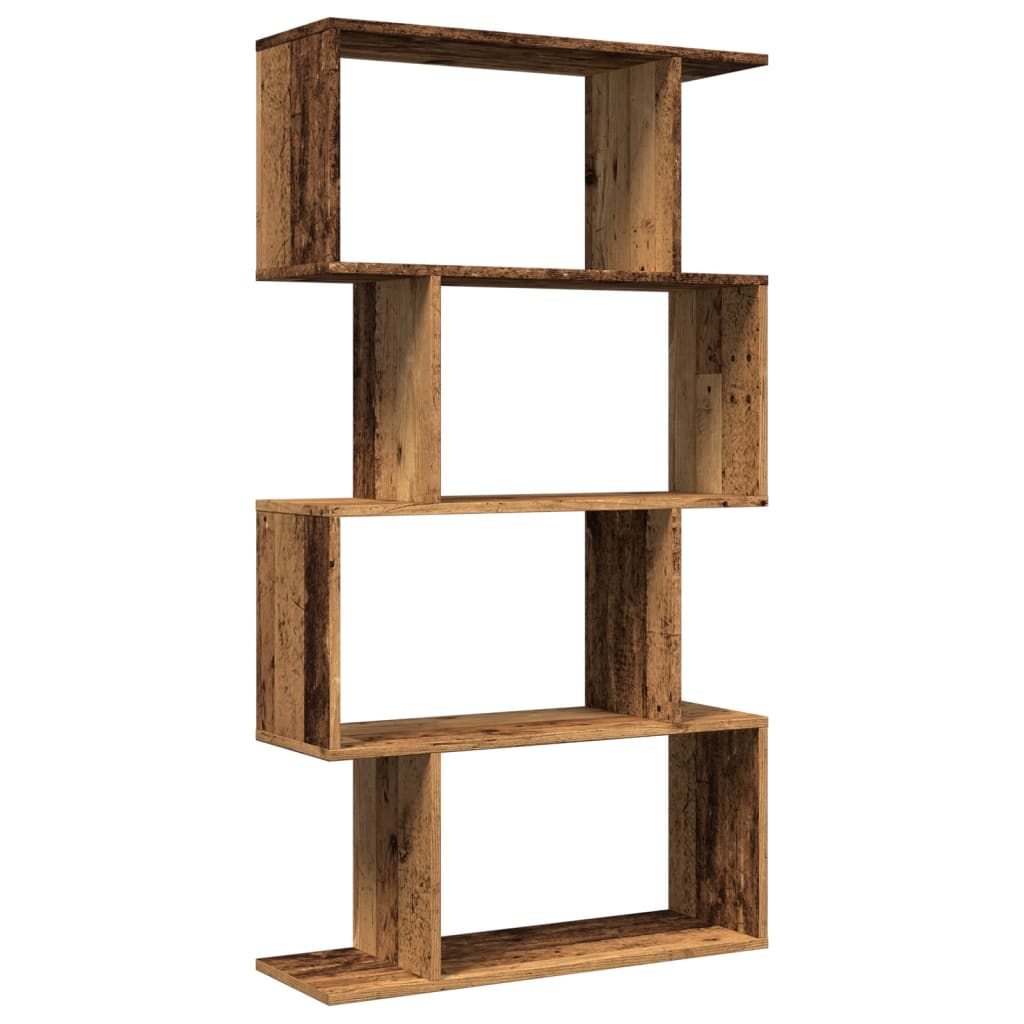 Étagère séparatrice de pièce à 4 niveaux vieux bois 70x24x129cm - XIOS