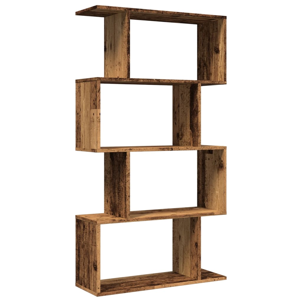 Étagère séparatrice de pièce à 4 niveaux vieux bois 70x24x129cm - XIOS