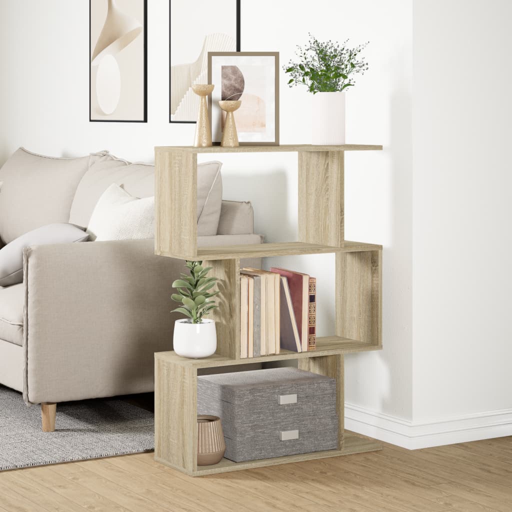 Étagère séparatrice de pièce 3 niveaux chêne sonoma 70x24x97 cm - XIOS
