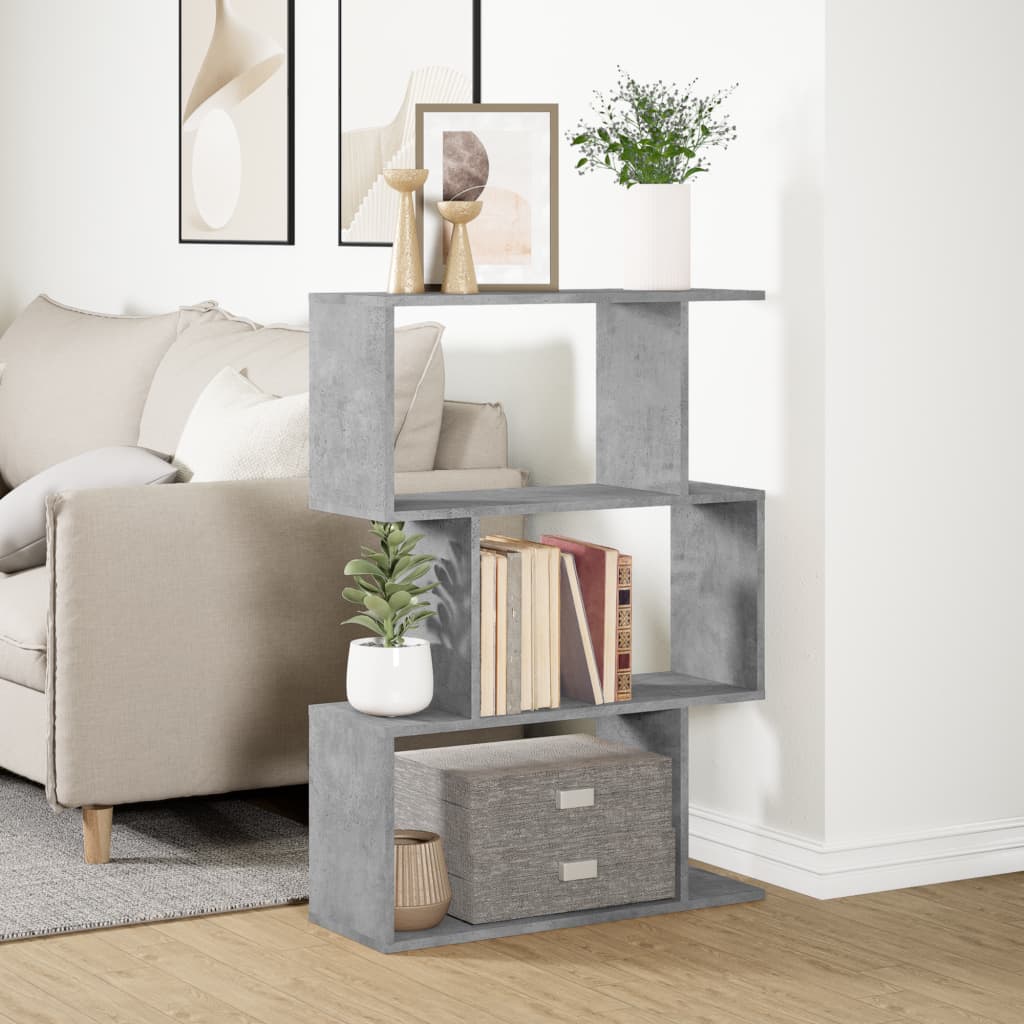 Étagère séparatrice de pièce à 3 niveaux gris béton 70x24x97 cm - XIOS