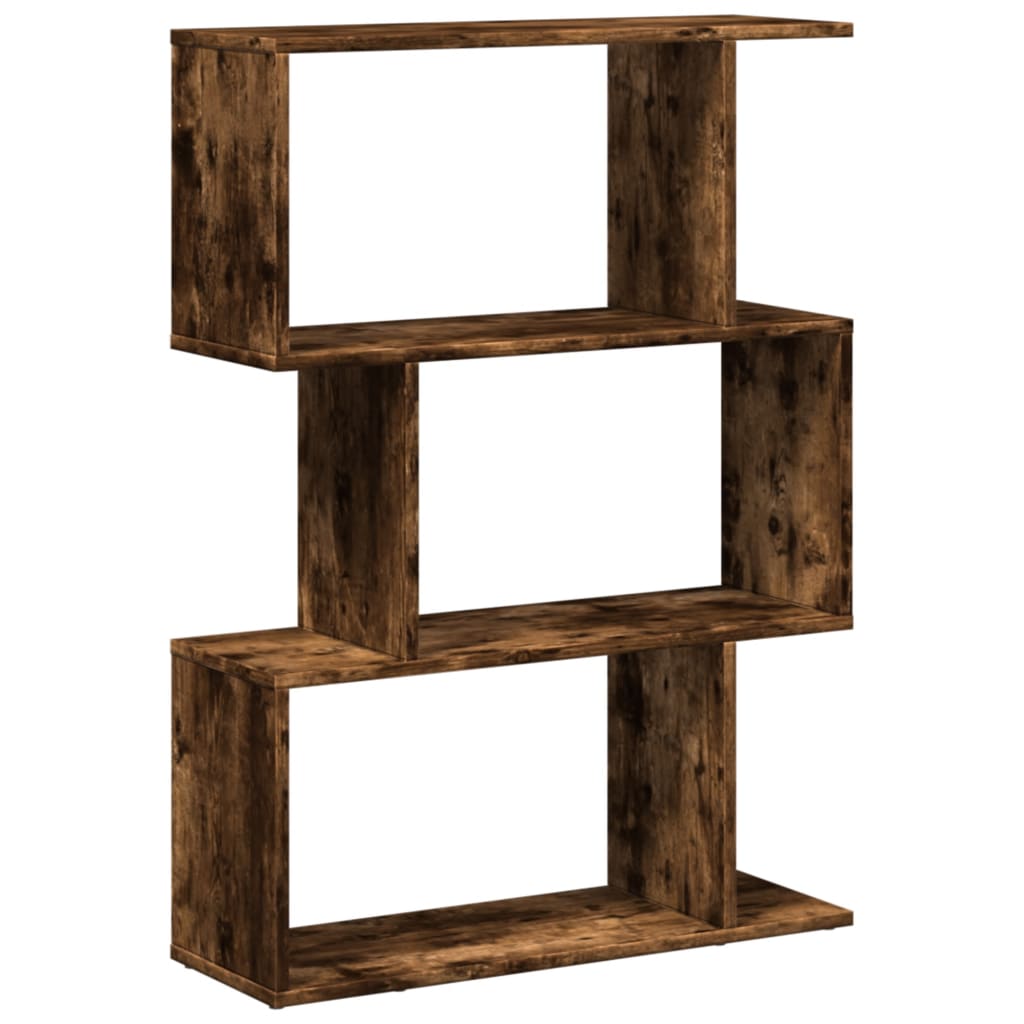 Étagère séparatrice de pièce à 3 niveaux chêne fumé 70x24x97 cm - XIOS