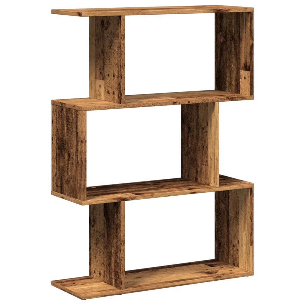 Étagère séparatrice de pièce à 3 niveaux vieux bois 70x24x97 cm - XIOS