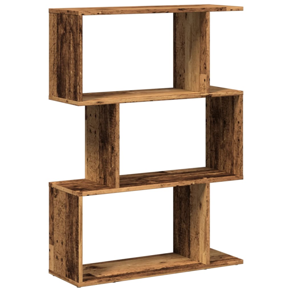 Étagère séparatrice de pièce à 3 niveaux vieux bois 70x24x97 cm - XIOS