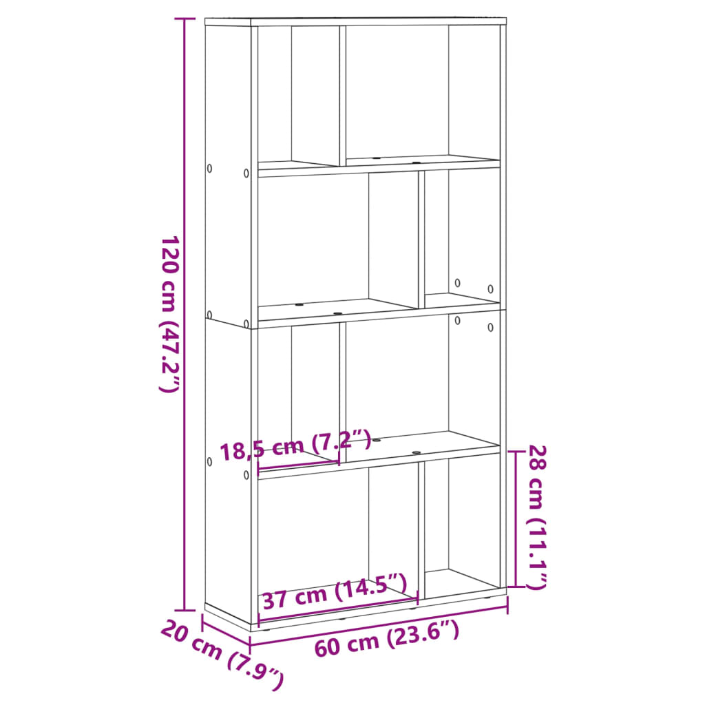 Bibliothèque sonoma gris 60x20x120 cm bois d'ingénierie - XIOS