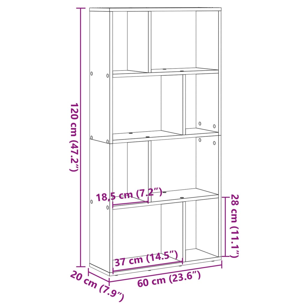 Bibliothèque chêne marron 60x20x120 cm bois d'ingénierie - XIOS