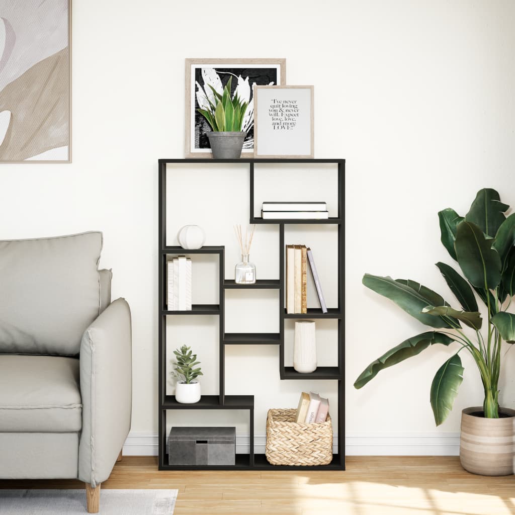 Bibliothèque noir 72x20x120 cm bois d'ingénierie - XIOS