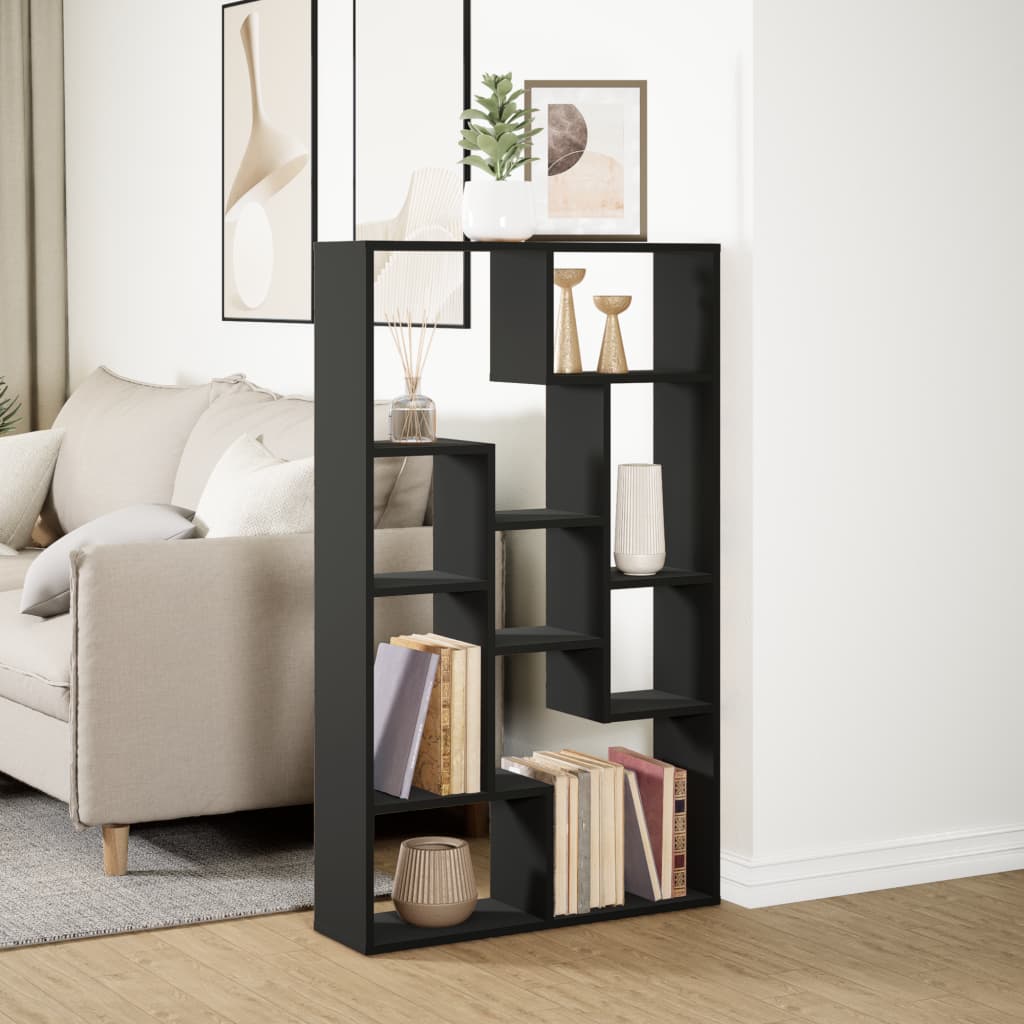 Bibliothèque noir 72x20x120 cm bois d'ingénierie - XIOS