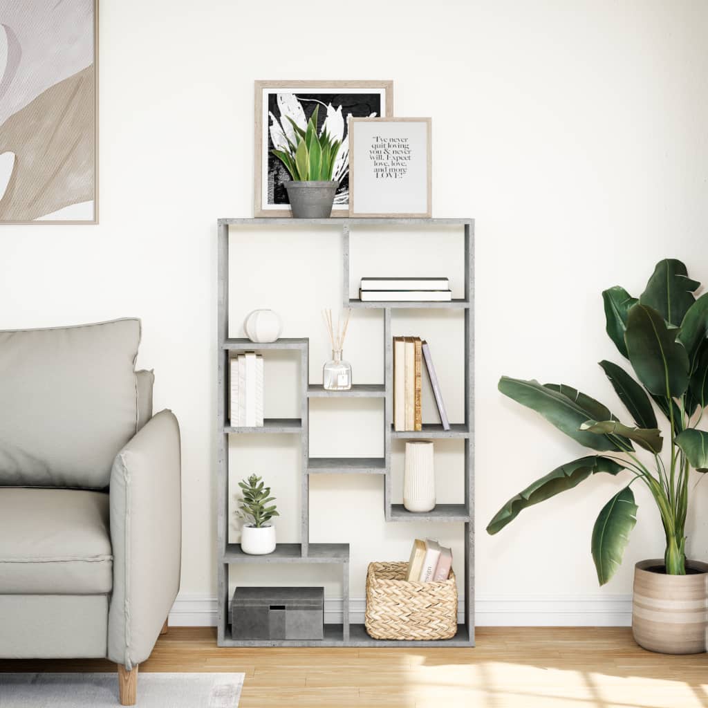 Bibliothèque gris béton 72x20x120 cm bois d'ingénierie - XIOS