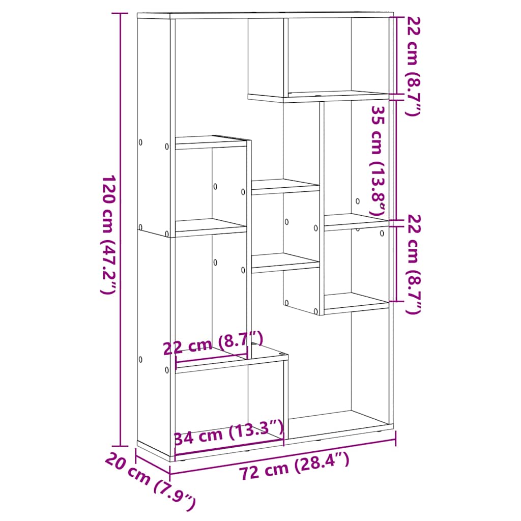 Bibliothèque chêne artisanal 72x20x120 cm bois d'ingénierie - XIOS