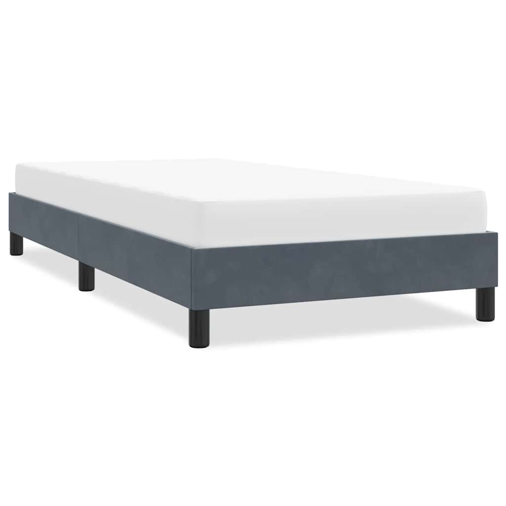 Cadre de lit sans matelas gris foncé 100x210 cm velours - XIOS