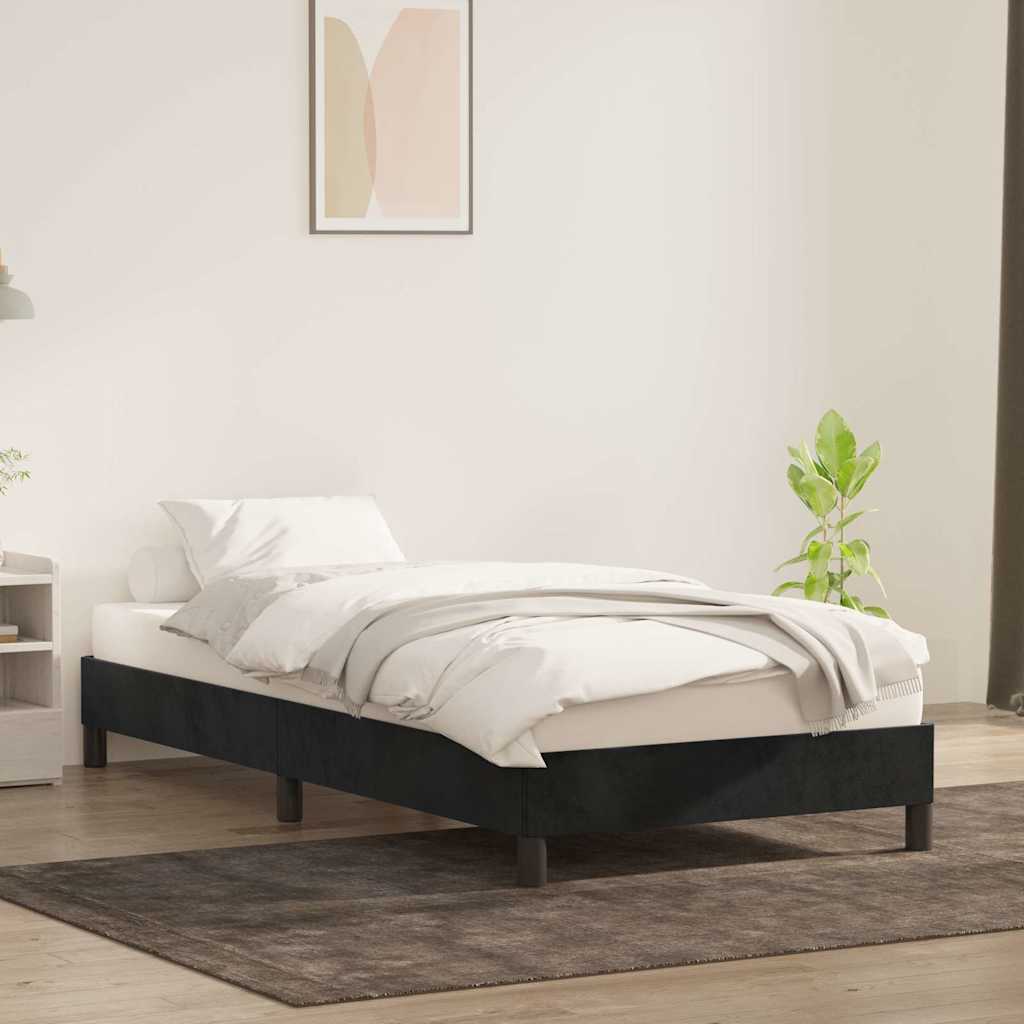 Cadre de lit sans matelas noir 100x210 cm velours - XIOS