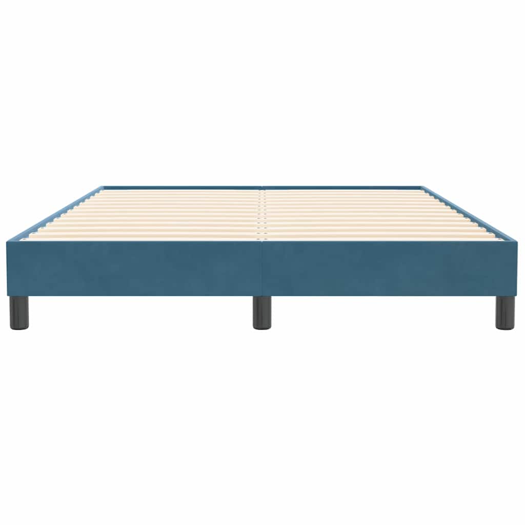 Cadre de lit sans matelas bleu foncé 140x210 cm velours - XIOS