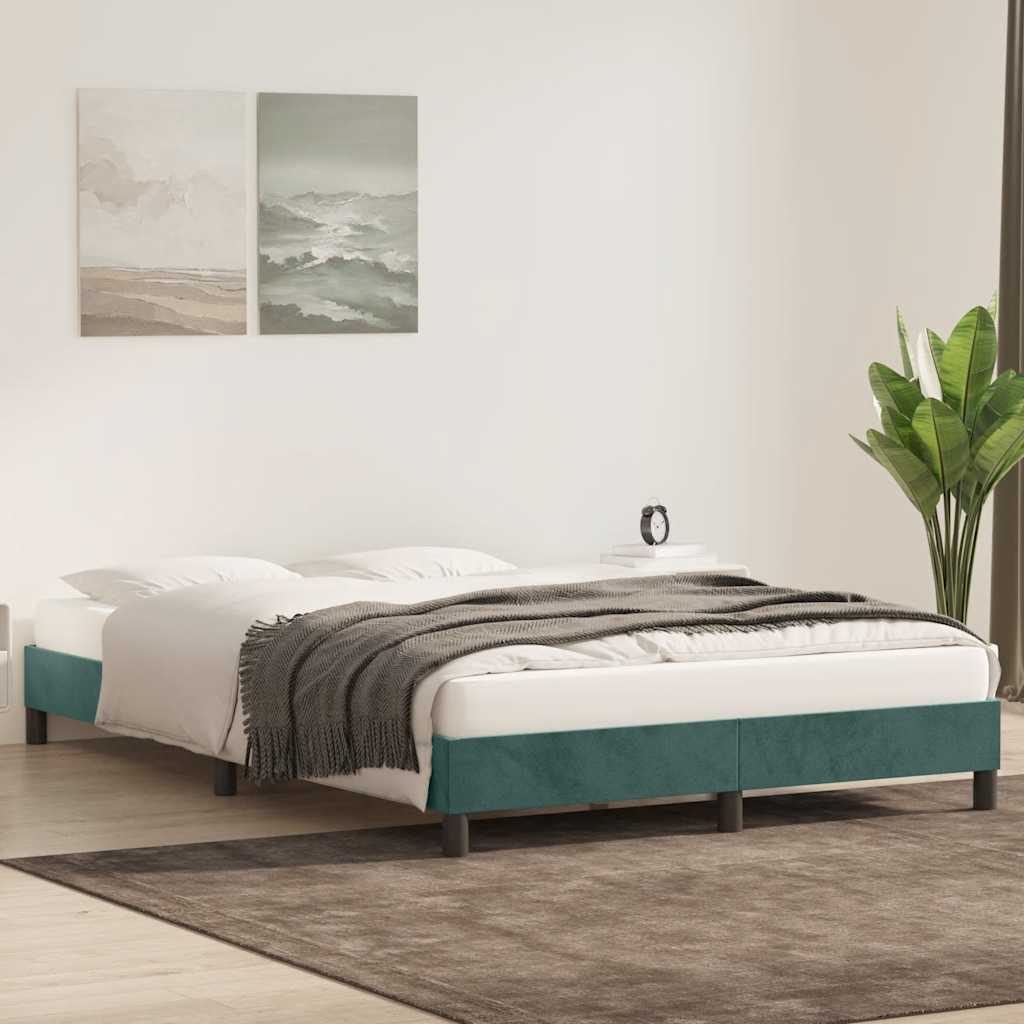 Cadre de lit sans matelas vert foncé 160x210 cm velours - XIOS