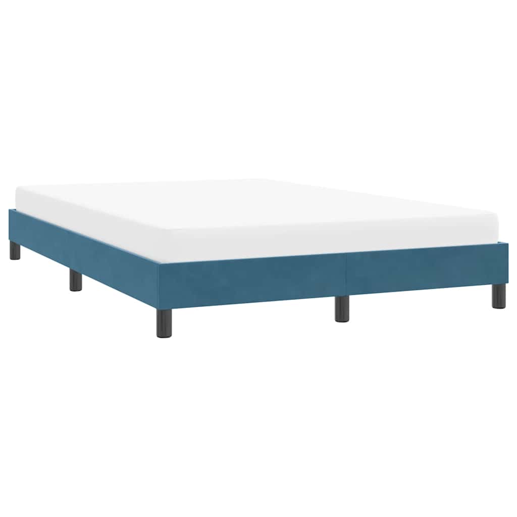 Cadre de lit sans matelas bleu foncé 160x210 cm velours - XIOS
