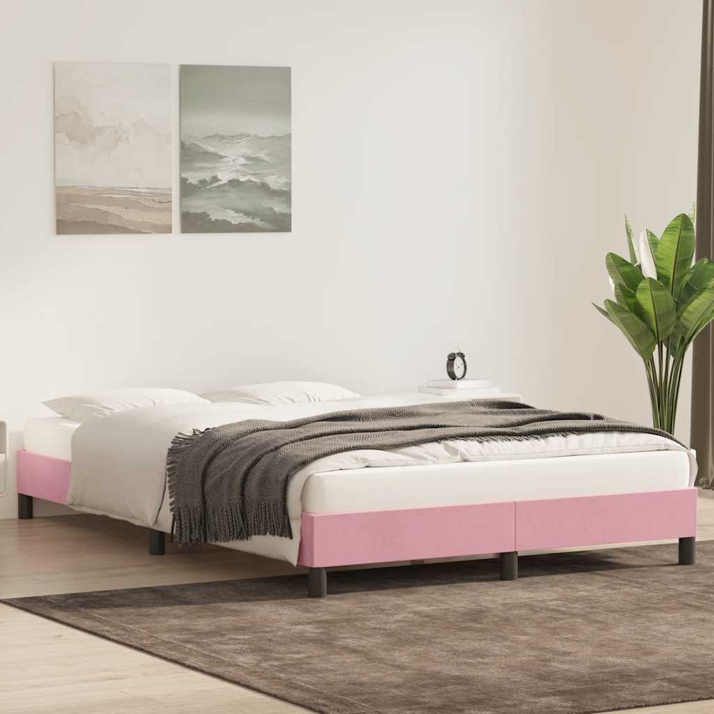 Cadre de lit sans matelas rose 160x210 cm velours - XIOS