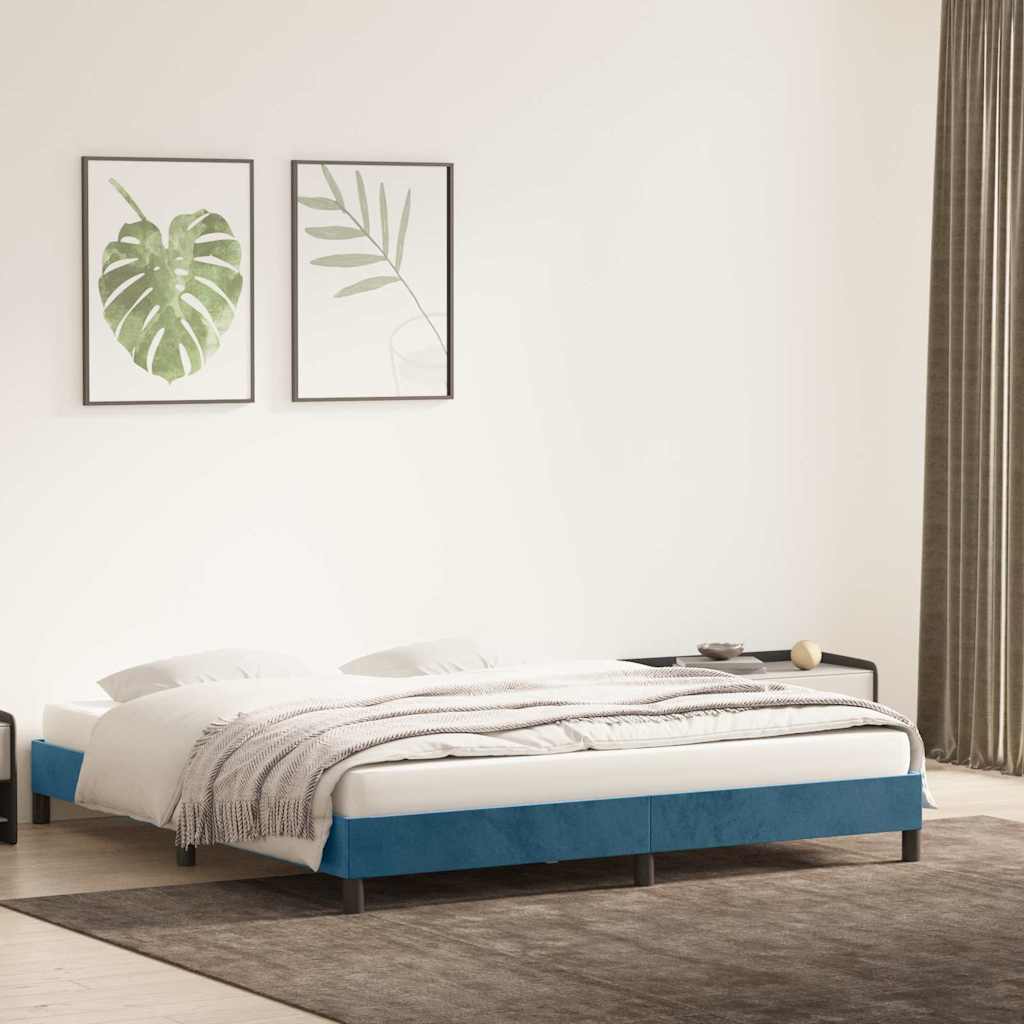 Cadre de lit sans matelas bleu foncé 180x210 cm velours - XIOS