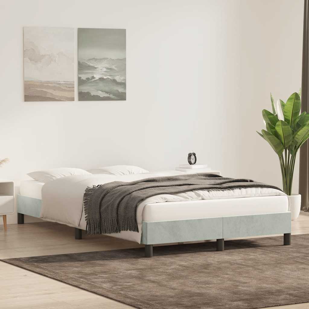 Cadre de lit sans matelas gris clair 80x220 cm velours - XIOS