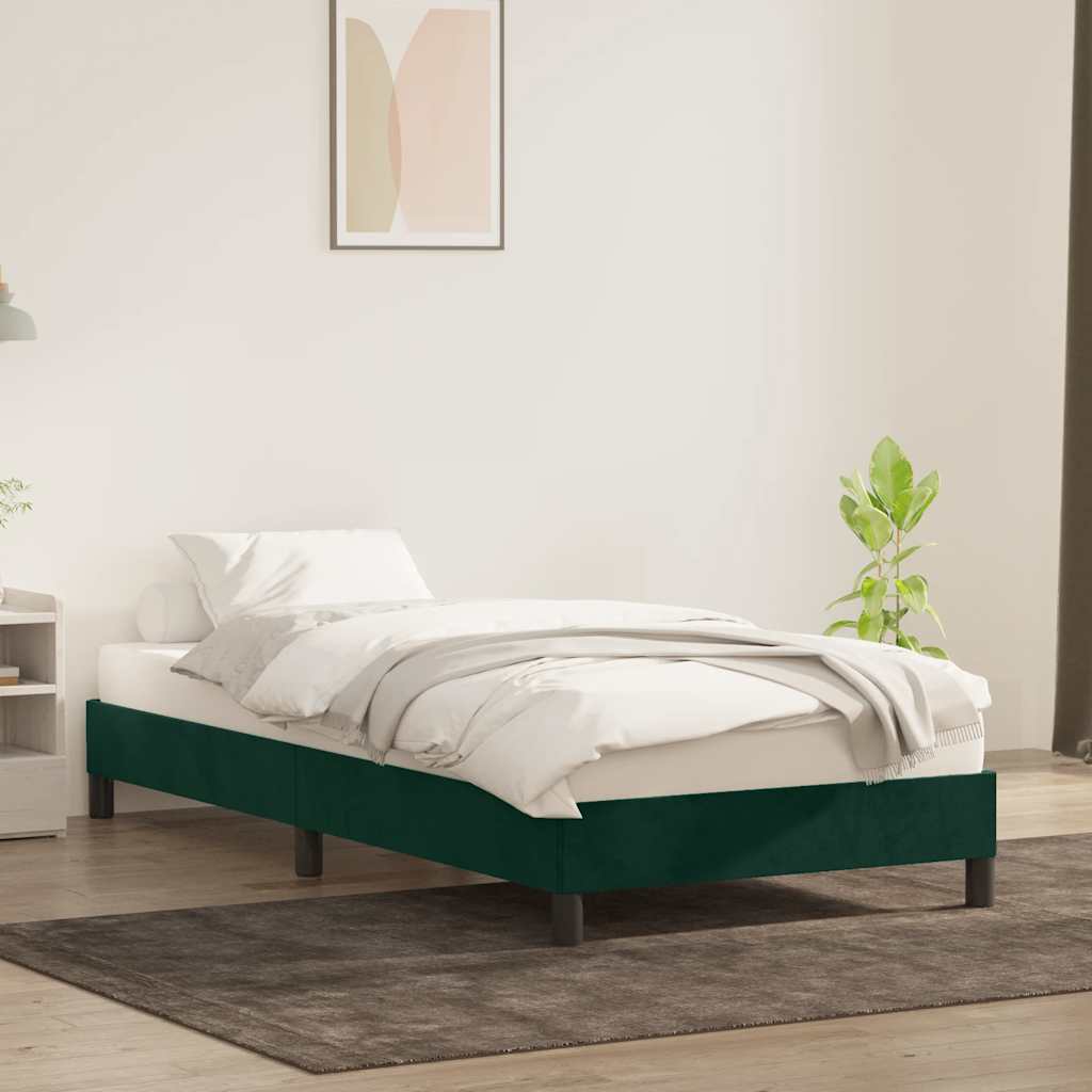 Cadre de lit sans matelas vert foncé 80x220 cm velours - XIOS
