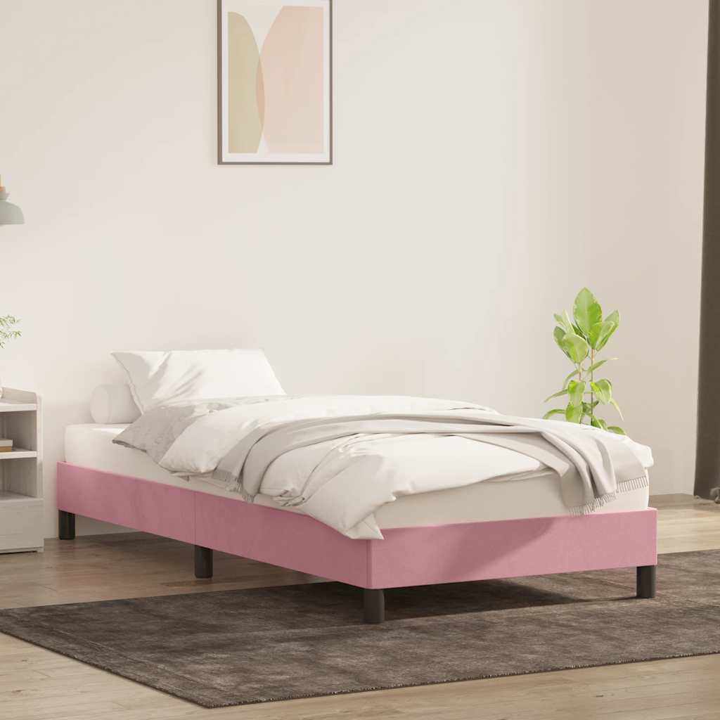 Cadre de lit sans matelas rose 80x220 cm velours - XIOS