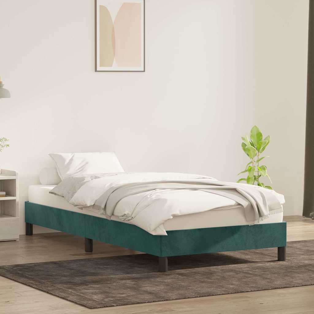 Cadre de lit sans matelas vert foncé 90x220 cm velours - XIOS