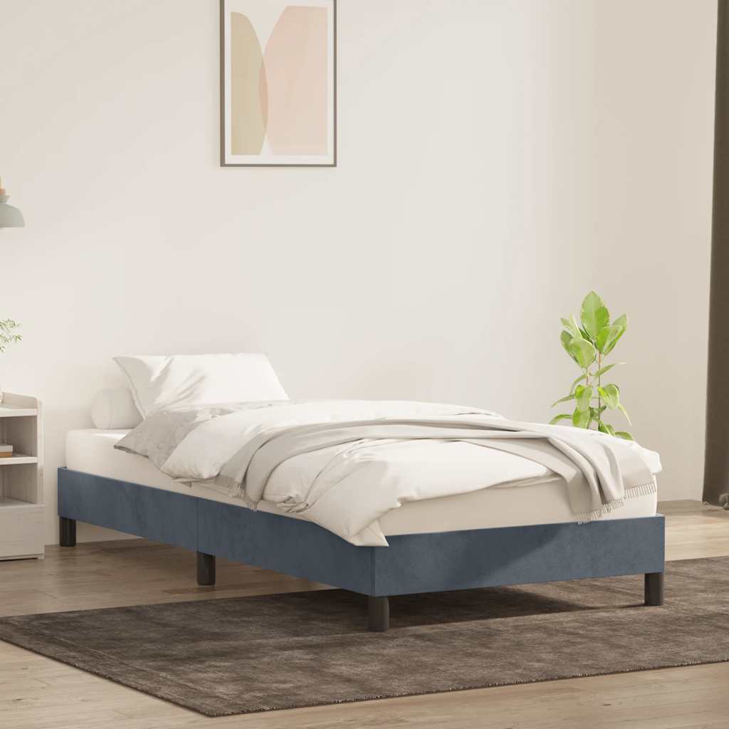 Cadre de lit sans matelas gris foncé 100x220 cm velours - XIOS