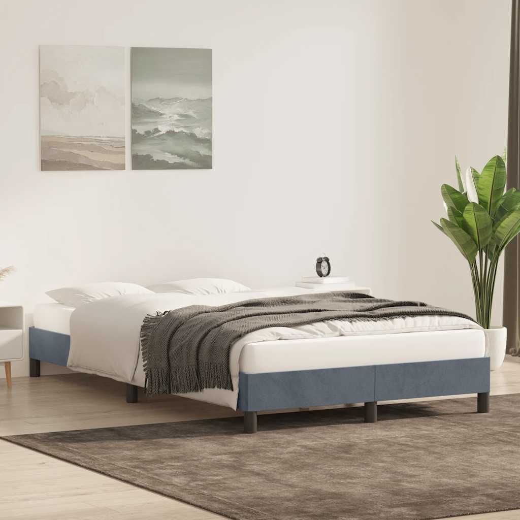 Cadre de lit sans matelas gris foncé 120x220 cm velours - XIOS