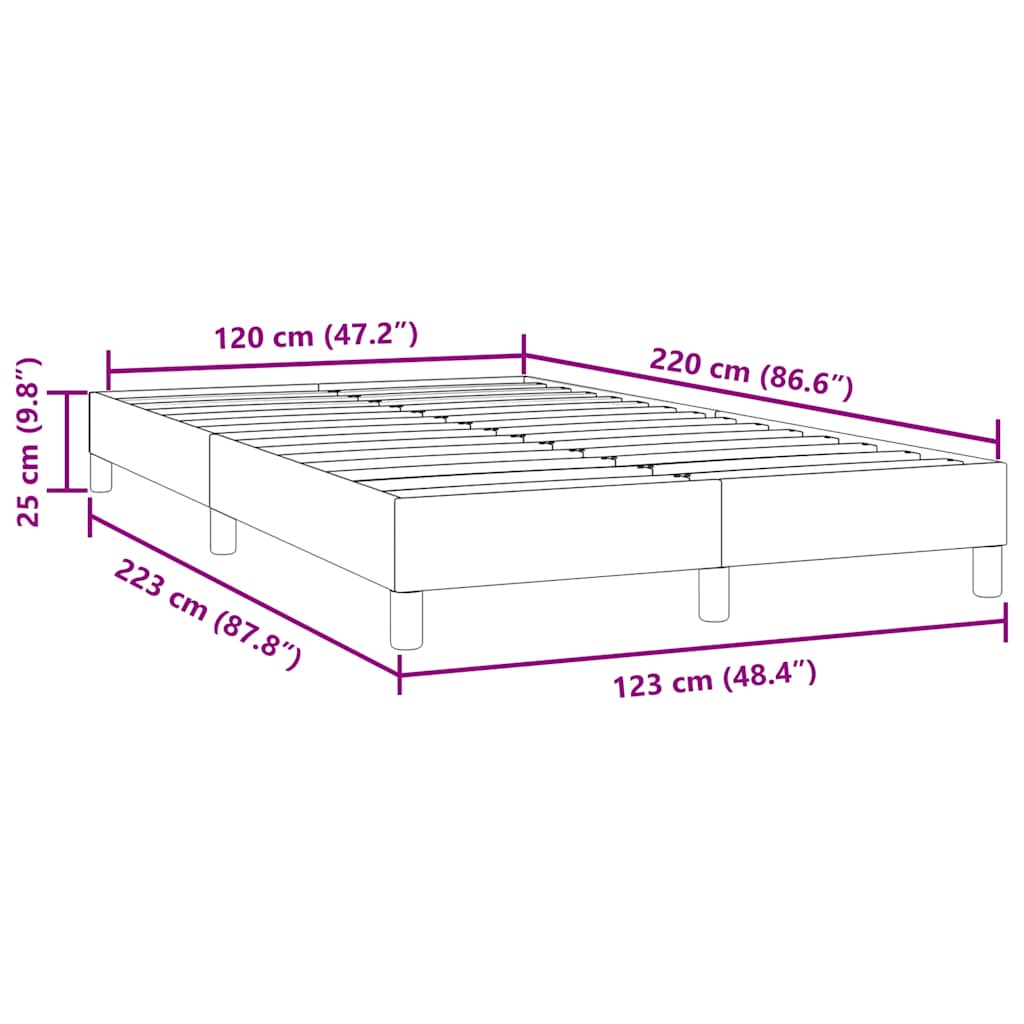 Cadre de lit sans matelas gris foncé 120x220 cm velours - XIOS