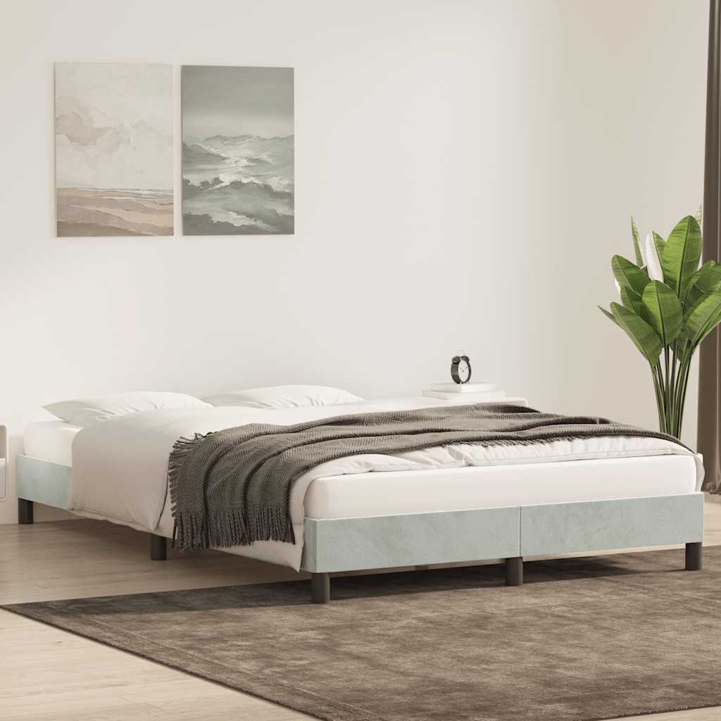 Cadre de lit sans matelas gris clair 140x220 cm velours - XIOS